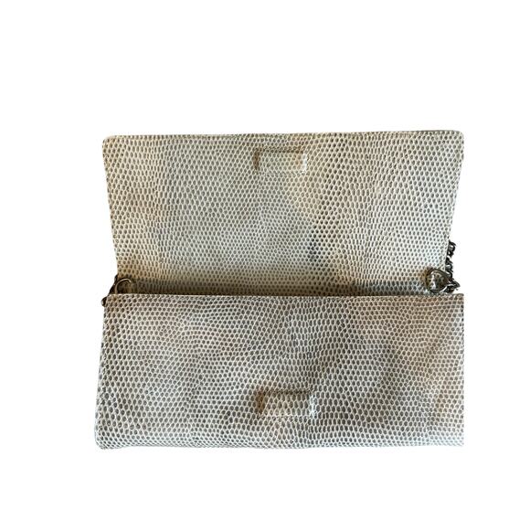 Ann Taylor white python leather shoulder bag chain detail - Picture 4 of 8